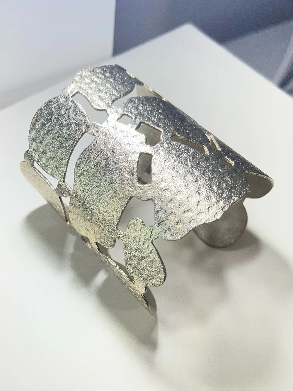 Silver Floral Cutout Cuff Bracelet - Elegant Women’s Jewelry